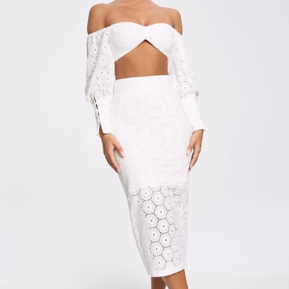 MESHKI Chiara Broderie Skirt Set